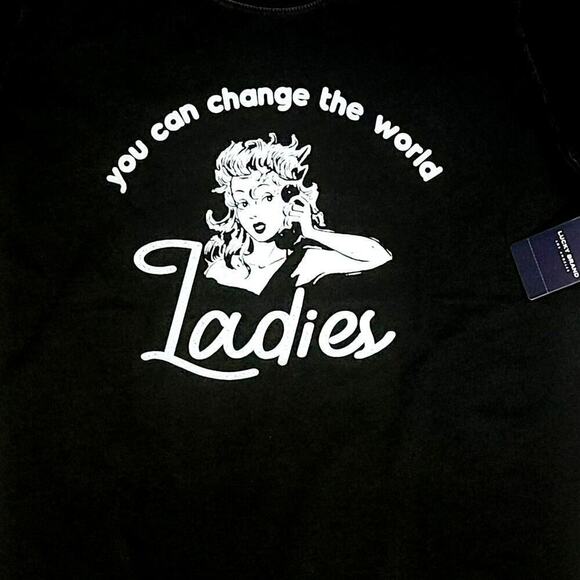 New! Lucky Brand You Can Change the World Graphic Print Soft Cotton T-Shirt Top - Picture 4 of 5